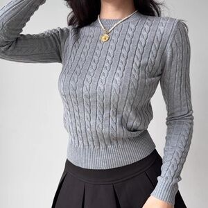 New Grey Cable Knit Sweater - Size M